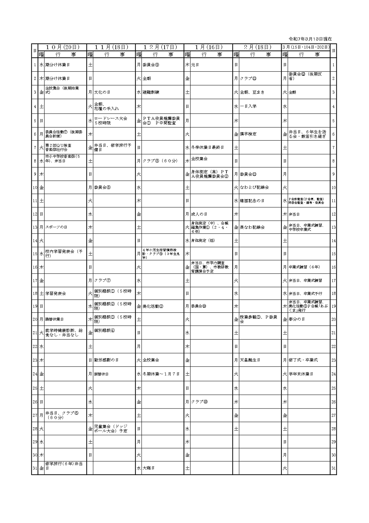 Ｒ7 学校カレンダー後（保護者配付用)R7.3.14_page-0001